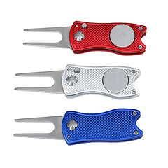 Foldable Golf Divot Tool with Golf Ball  Tool Pitch Groove Cleaner Golf Training Aids Golf Accessories Putting Green Fork